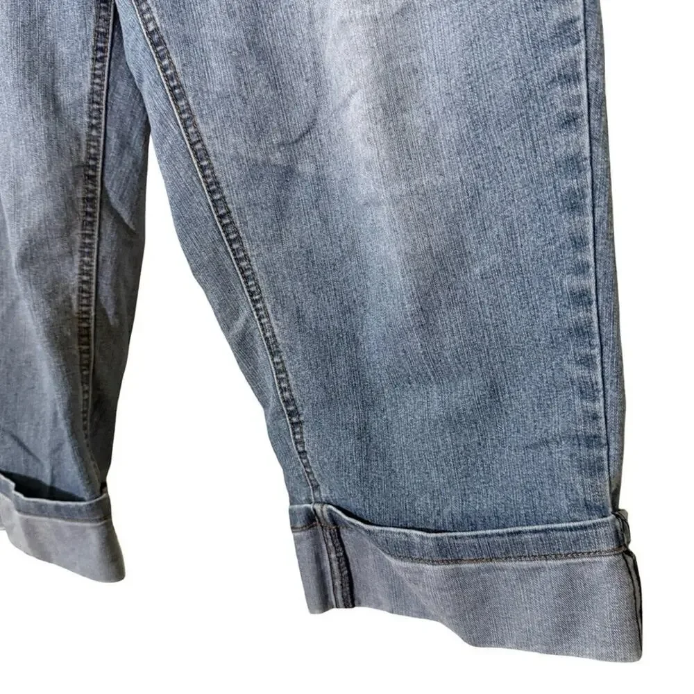 Soft Surroundings Petite Cropped Capri Blue Jeans Pull On Stretch sz P L